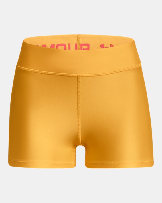 Damen HeatGear® Armour Shorts mit mittelhohem Bund, Yellow, pdpMainDesktop image number 4